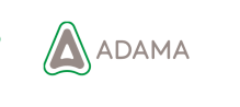 The text 'ADAMA' is in grey to the right of the image and a rounded grey 'A' image is to the lfet of the word with a green border around it separated by white.